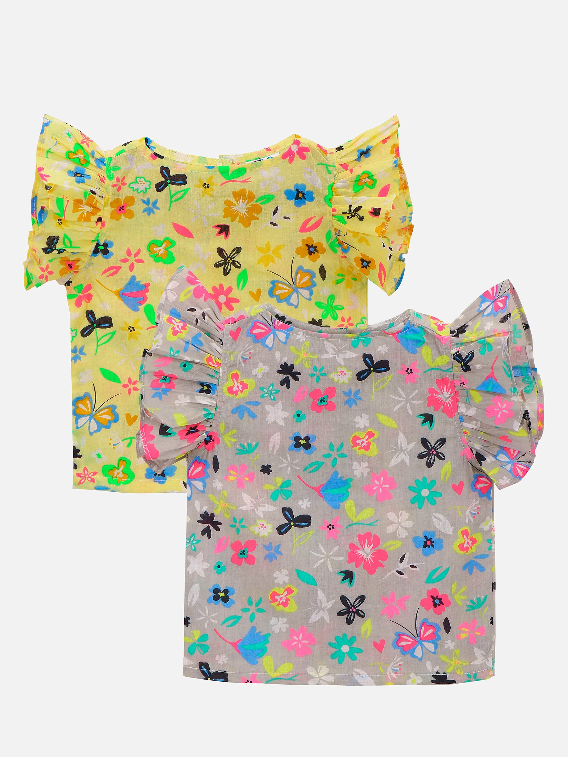 Multicolor Floral Two Tops With Shorts And Legging
