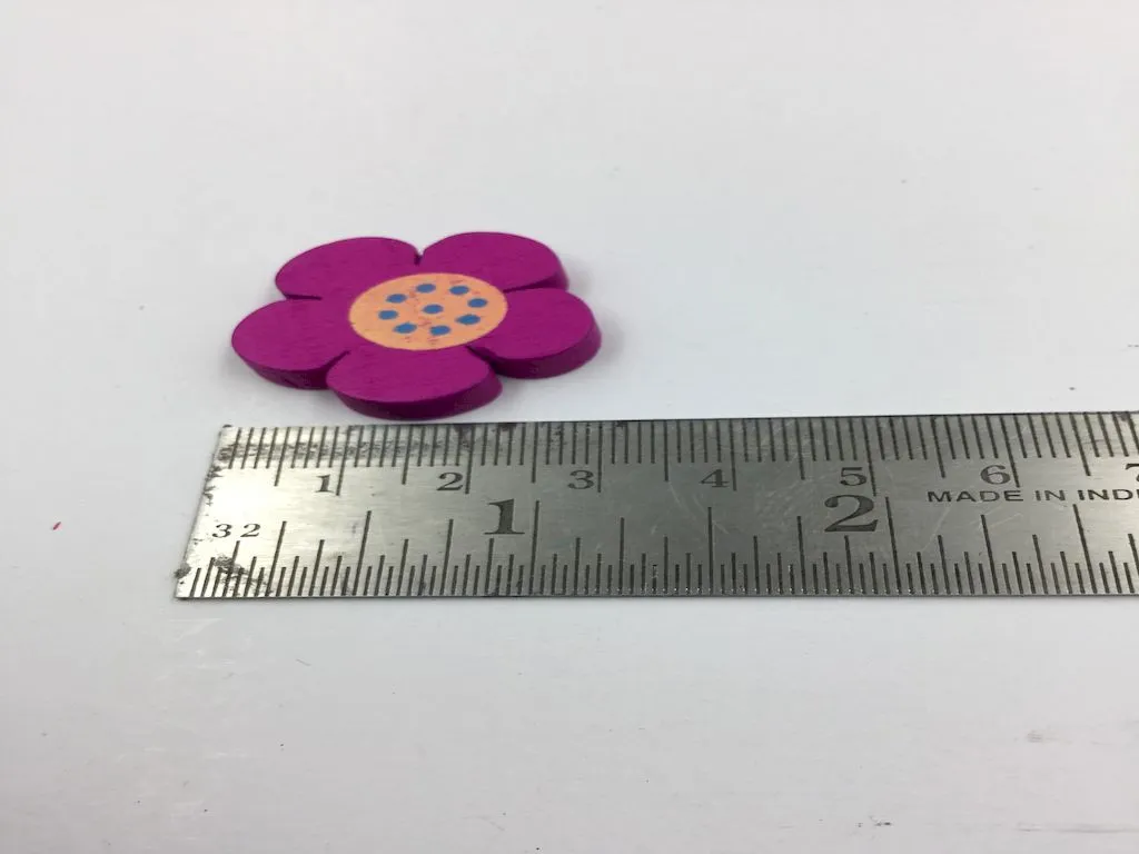 Multicolour Flower Designer Wooden Button