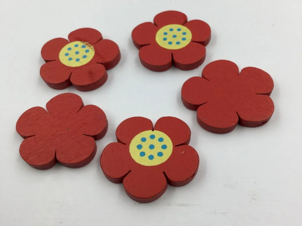 Multicolour Flower Designer Wooden Button