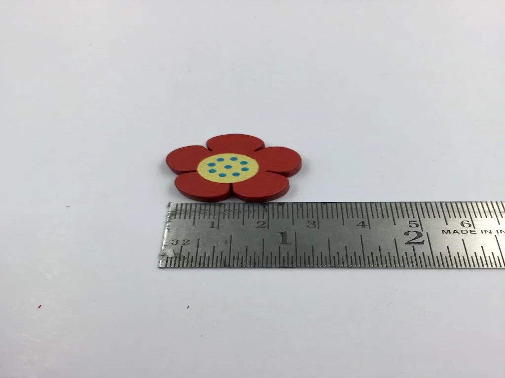 Multicolour Flower Designer Wooden Button