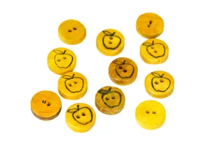 Mustard Apples Printed 2 Hole Wooden Buttons - 24L