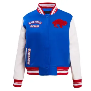 NFL BUFFALO BILLS RETRO CLASSIC RIBBED WOOL VARSITY JACKET | NFL LEATHER JACKET