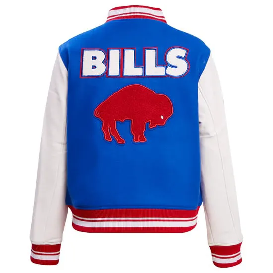 NFL BUFFALO BILLS RETRO CLASSIC RIBBED WOOL VARSITY JACKET | NFL LEATHER JACKET