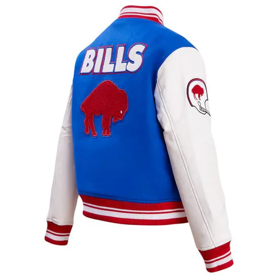 NFL BUFFALO BILLS RETRO CLASSIC RIBBED WOOL VARSITY JACKET | NFL LEATHER JACKET