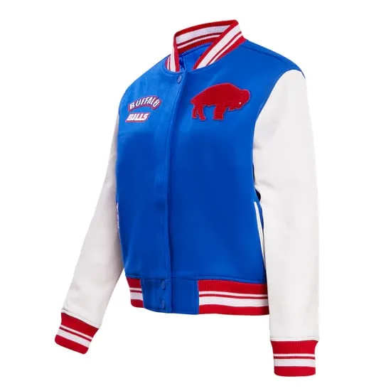 NFL BUFFALO BILLS RETRO CLASSIC RIBBED WOOL VARSITY JACKET | NFL LEATHER JACKET
