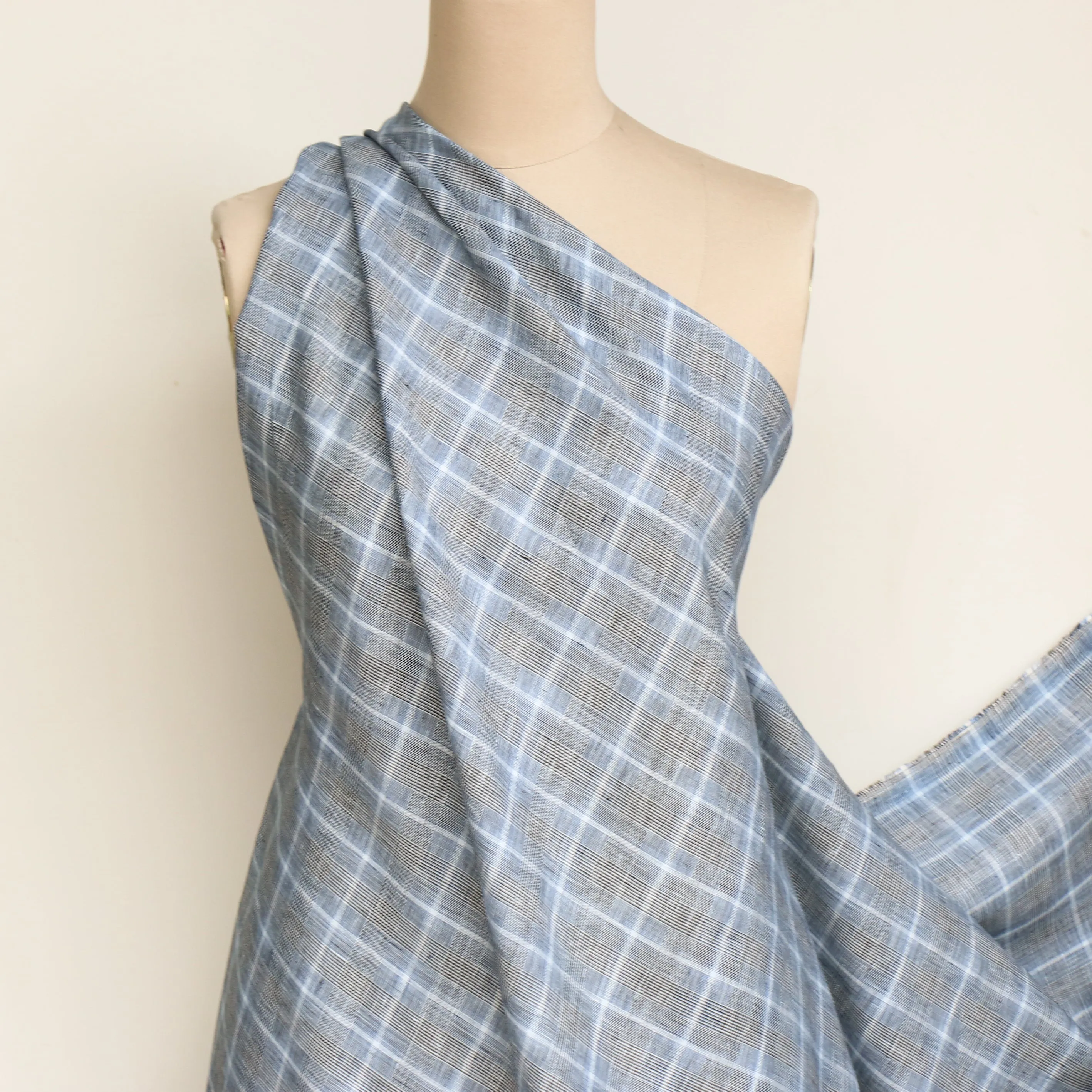 Nieve Check Linen - Nero/Blu