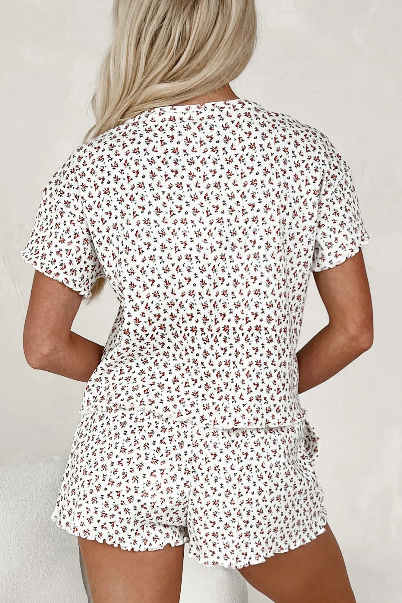 Overcoming The Odds Floral Lounge Set (Ivory/Red/Green)