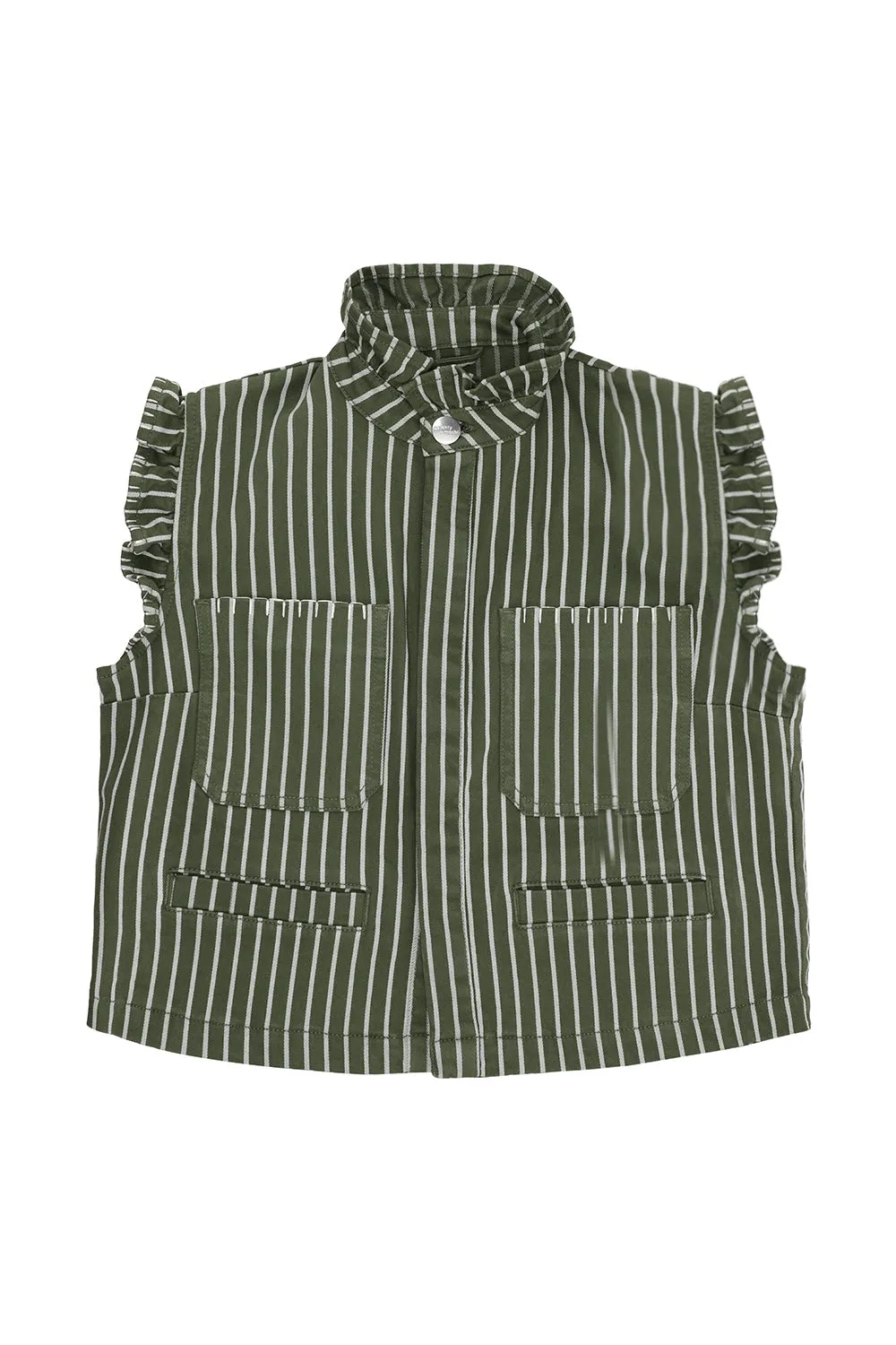 Pablo Vest in Khaki Stripe