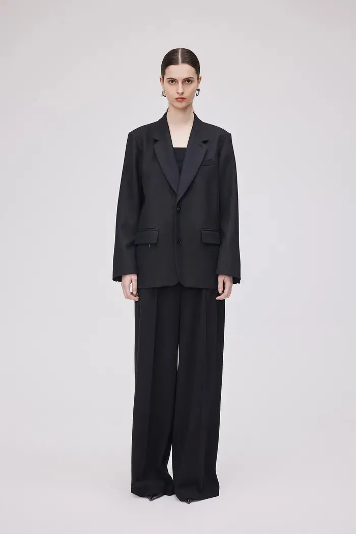 Paula Chevron Blazer in Herringbone Wool