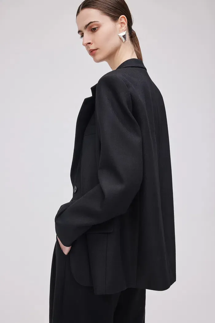 Paula Chevron Blazer in Herringbone Wool