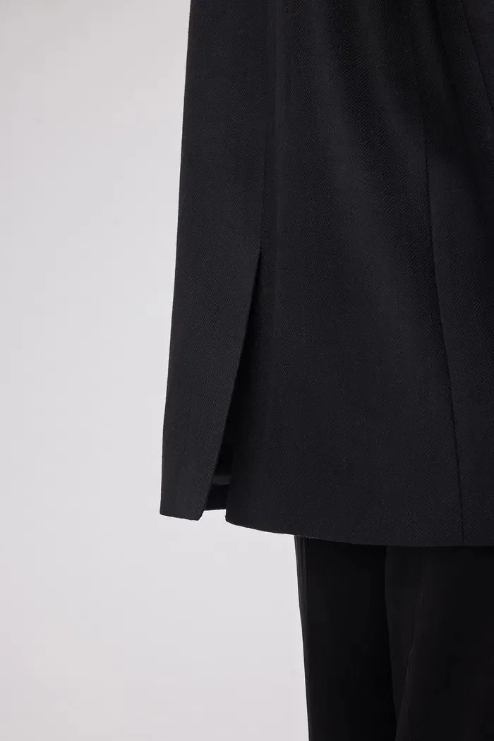 Paula Chevron Blazer in Herringbone Wool
