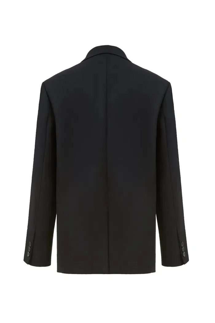 Paula Chevron Blazer in Herringbone Wool