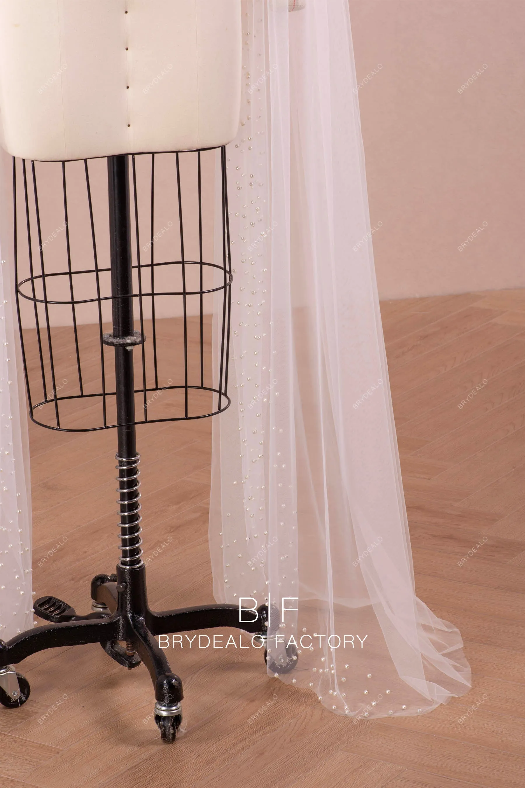 Pearls Floor Length Angel Sleeves Bridal Tulle Wedding Separates