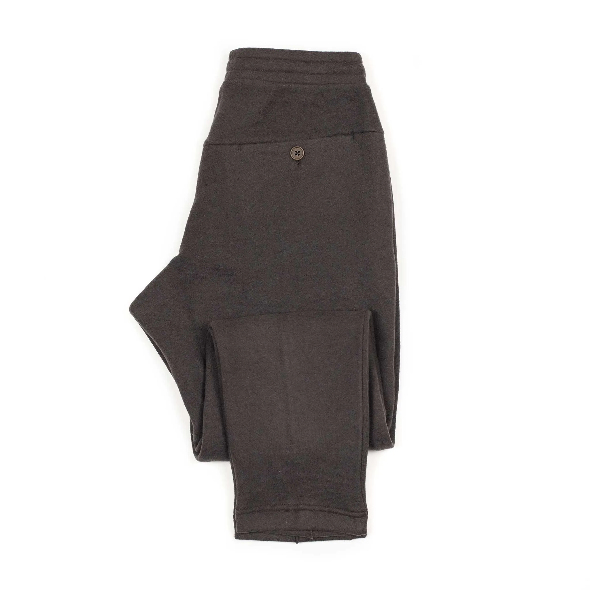 Pin-tuck sweat pants in dark brown cotton and lyocell