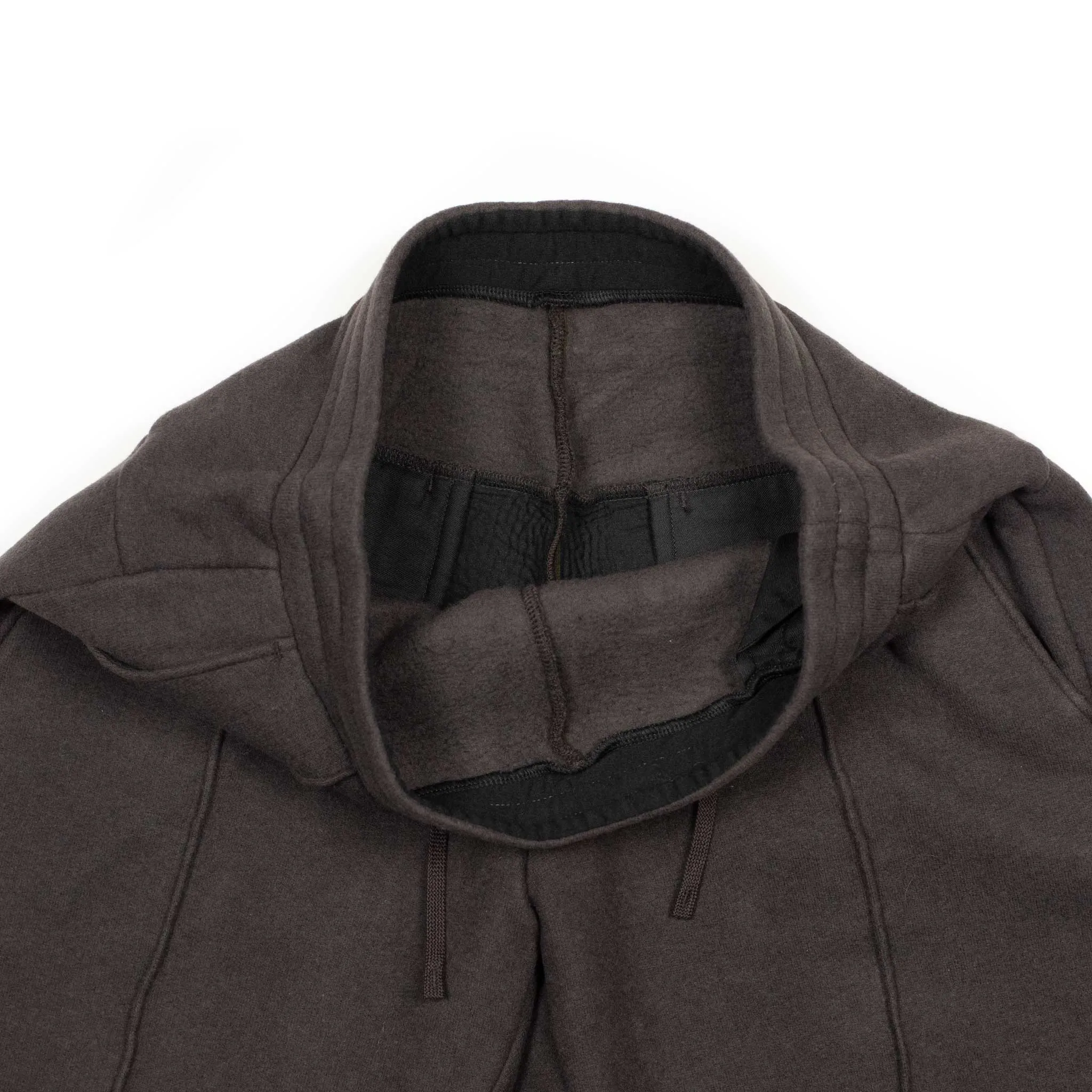 Pin-tuck sweat pants in dark brown cotton and lyocell
