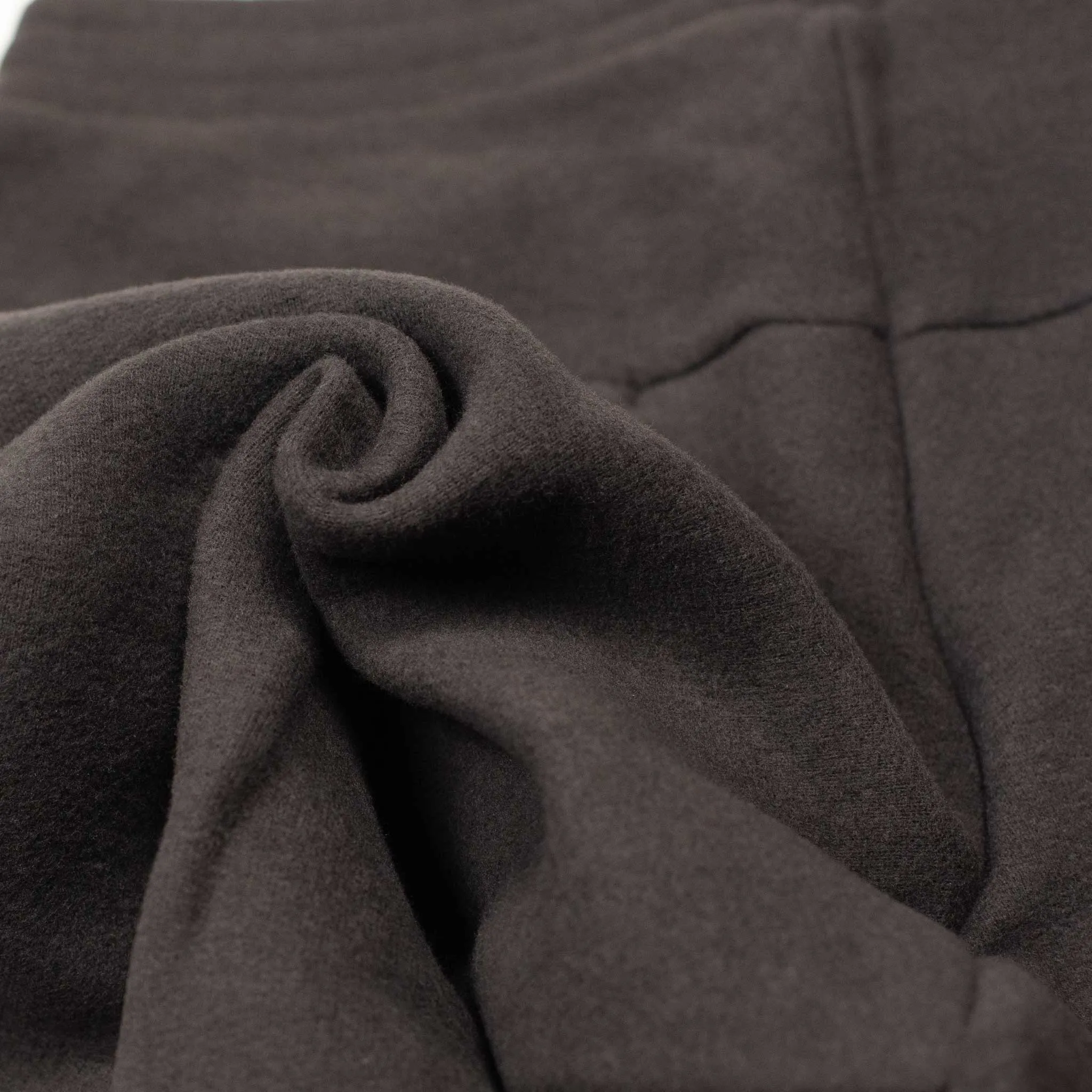 Pin-tuck sweat pants in dark brown cotton and lyocell