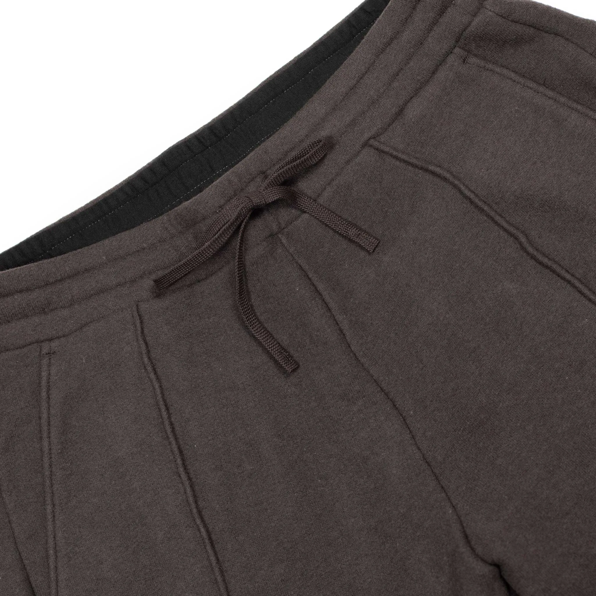 Pin-tuck sweat pants in dark brown cotton and lyocell