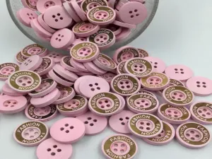 Pink 4 Hole Wooden Buttons