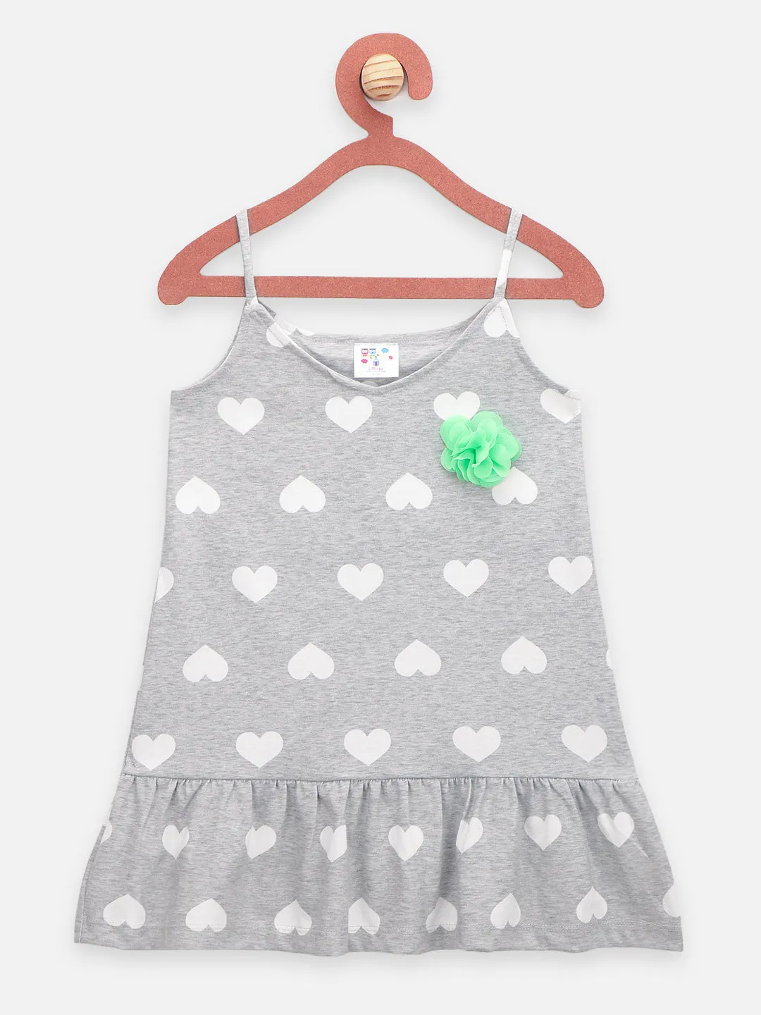 Pink Grey Strappy Flower Applique Tops - Pack of 2