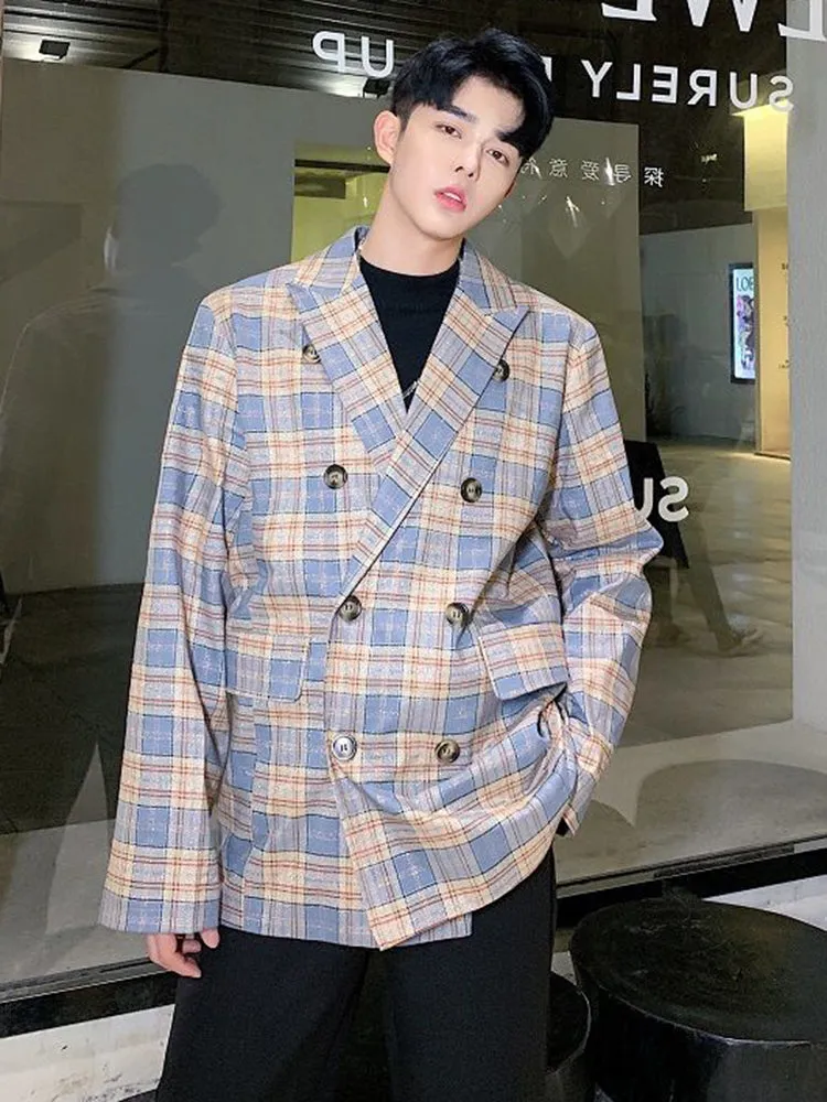 Plaid Long Sleeve Loose Blazer