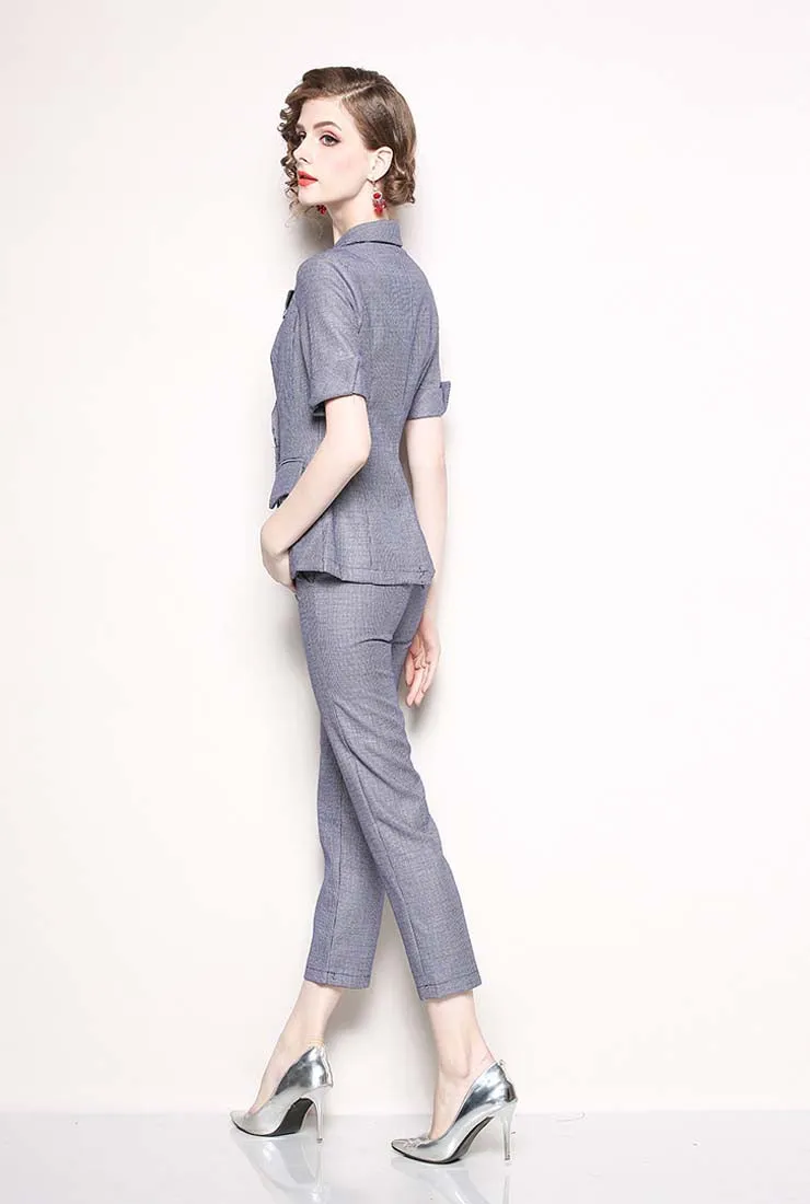 Plaid Slim-Fit Blazer & Straight-Leg Pants Business Suits
