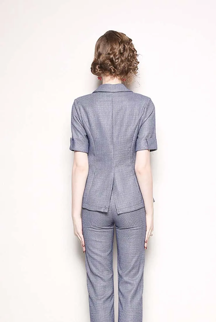 Plaid Slim-Fit Blazer & Straight-Leg Pants Business Suits