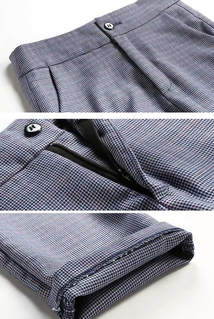 Plaid Slim-Fit Blazer & Straight-Leg Pants Business Suits