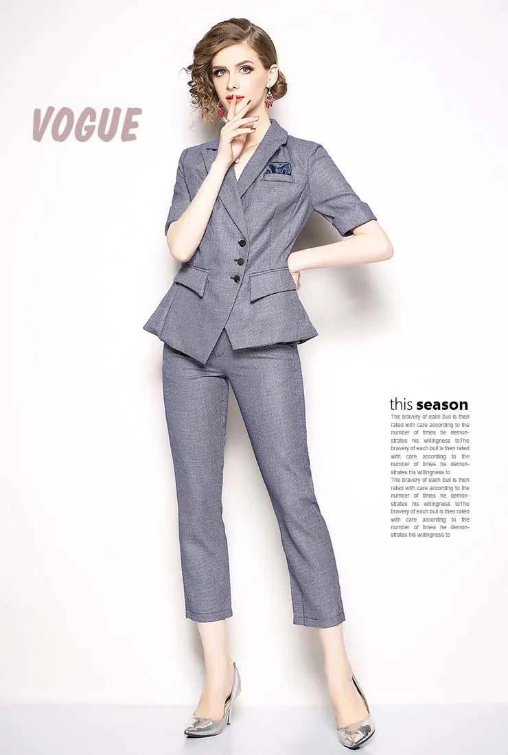 Plaid Slim-Fit Blazer & Straight-Leg Pants Business Suits