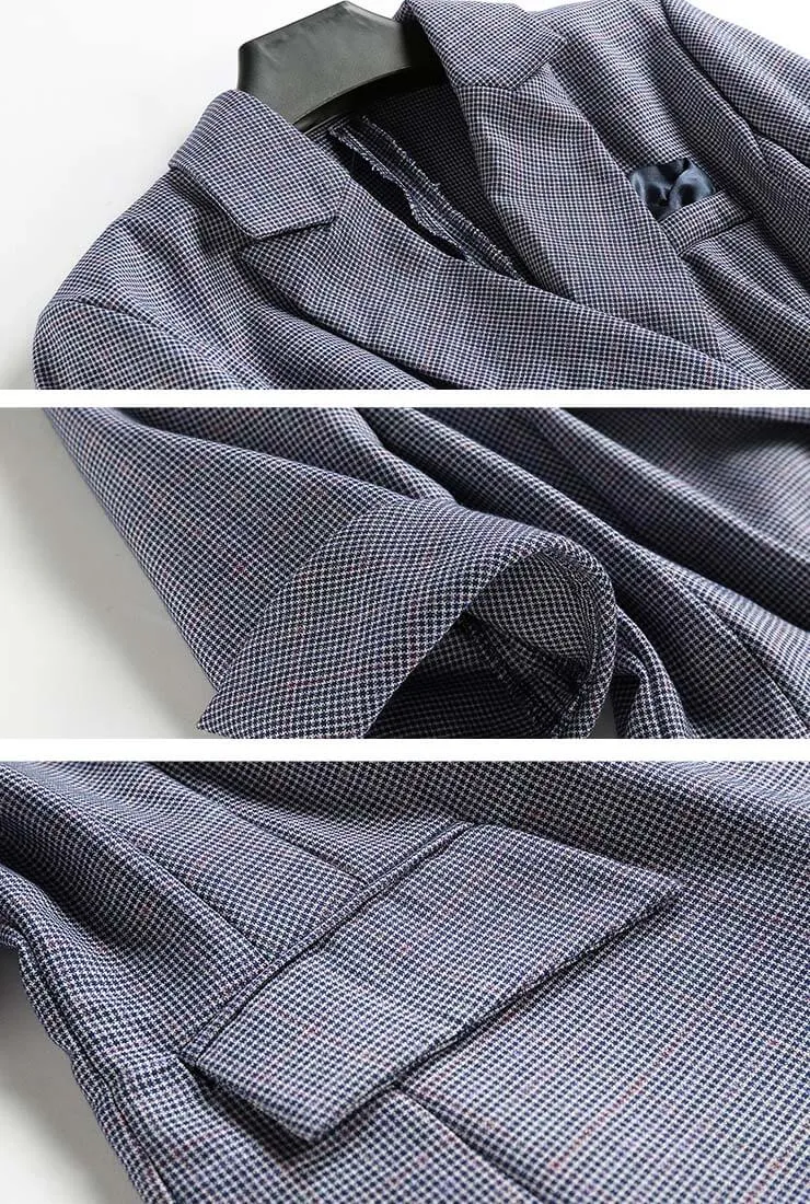 Plaid Slim-Fit Blazer & Straight-Leg Pants Business Suits
