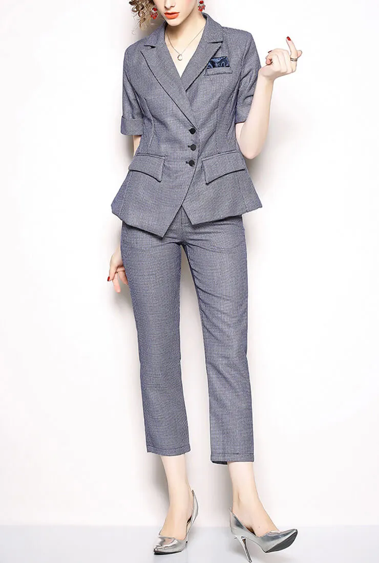 Plaid Slim-Fit Blazer & Straight-Leg Pants Business Suits