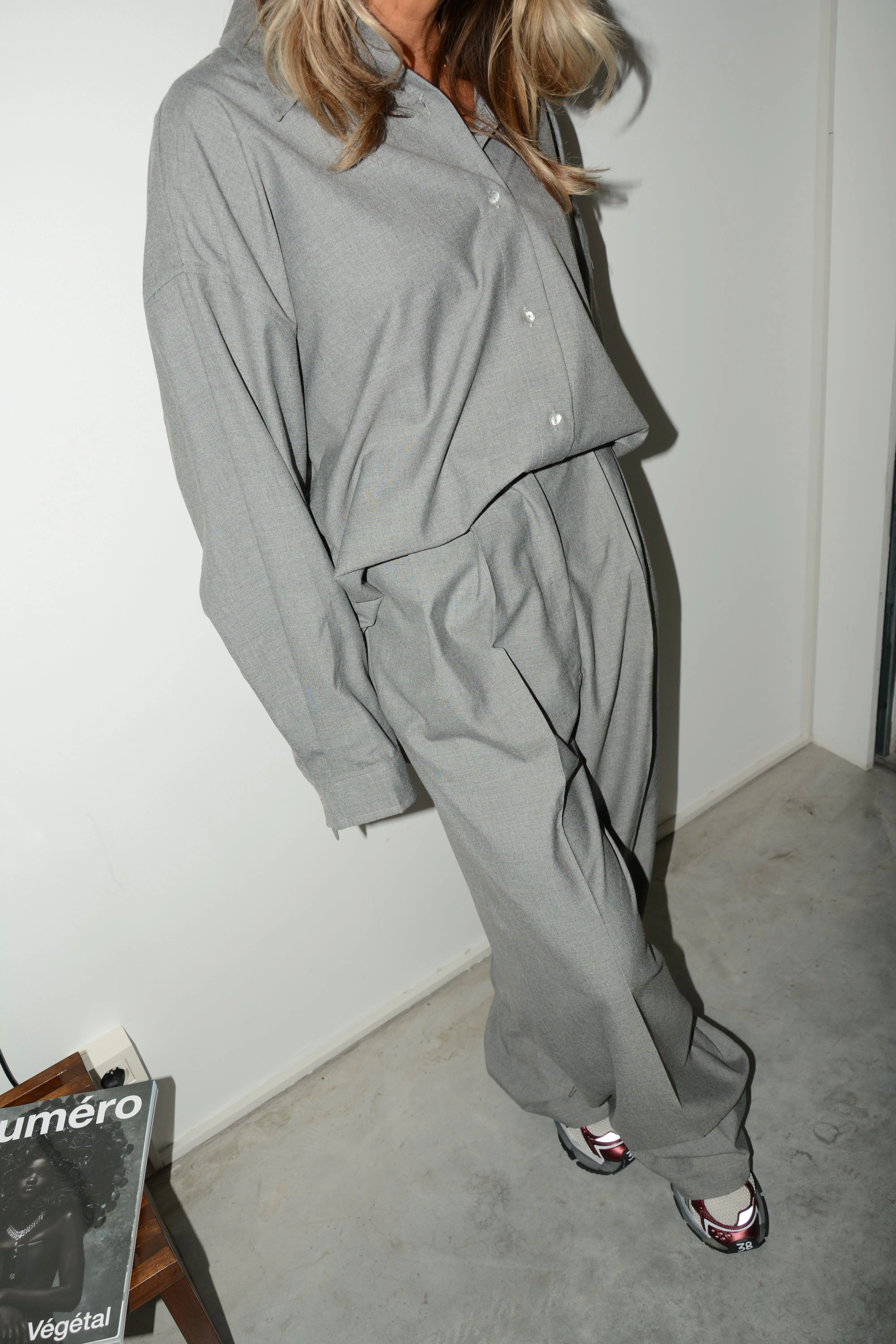 PLEATED PANTS IN GREY