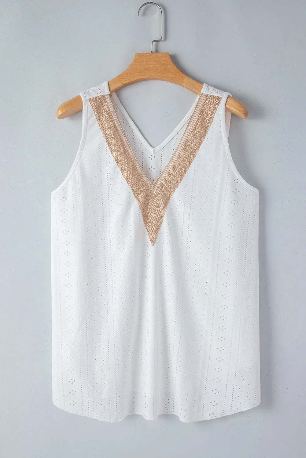 Plus Size V Neck Lace Tank Top