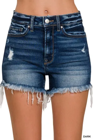 Raw Frayed Denim Short with stretch