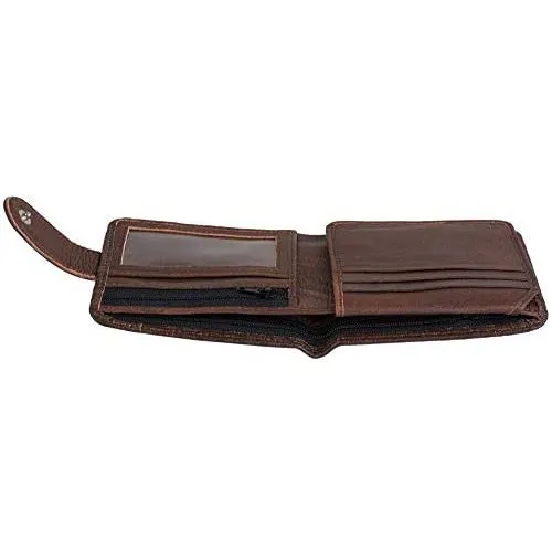 RFID Protected Slim Leather Card Holder Wallet for Men with Vintage Look