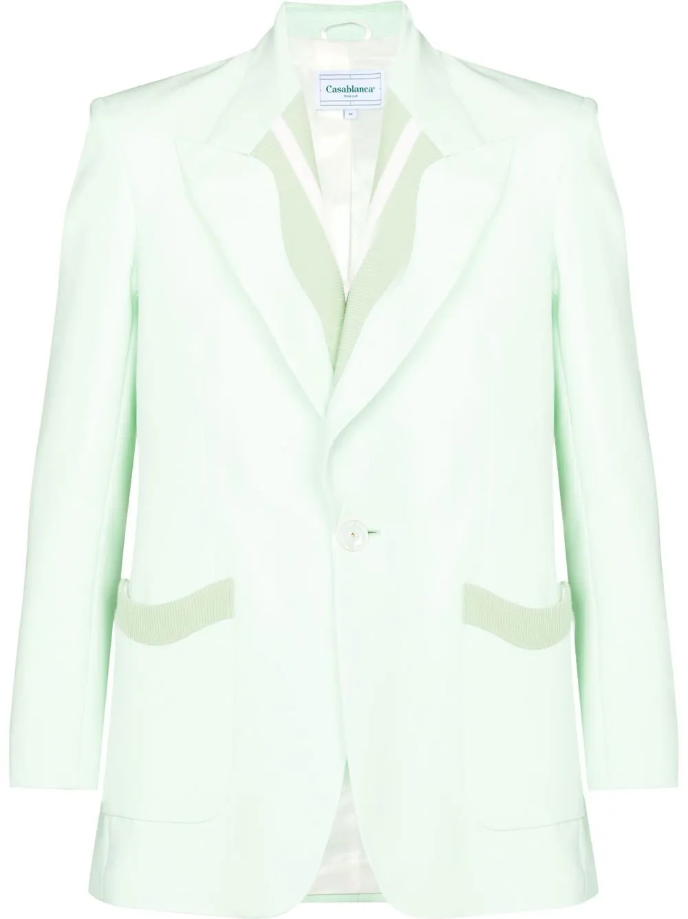 ribbed-trim single-breasted blazer
