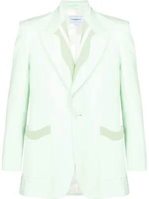 ribbed-trim single-breasted blazer