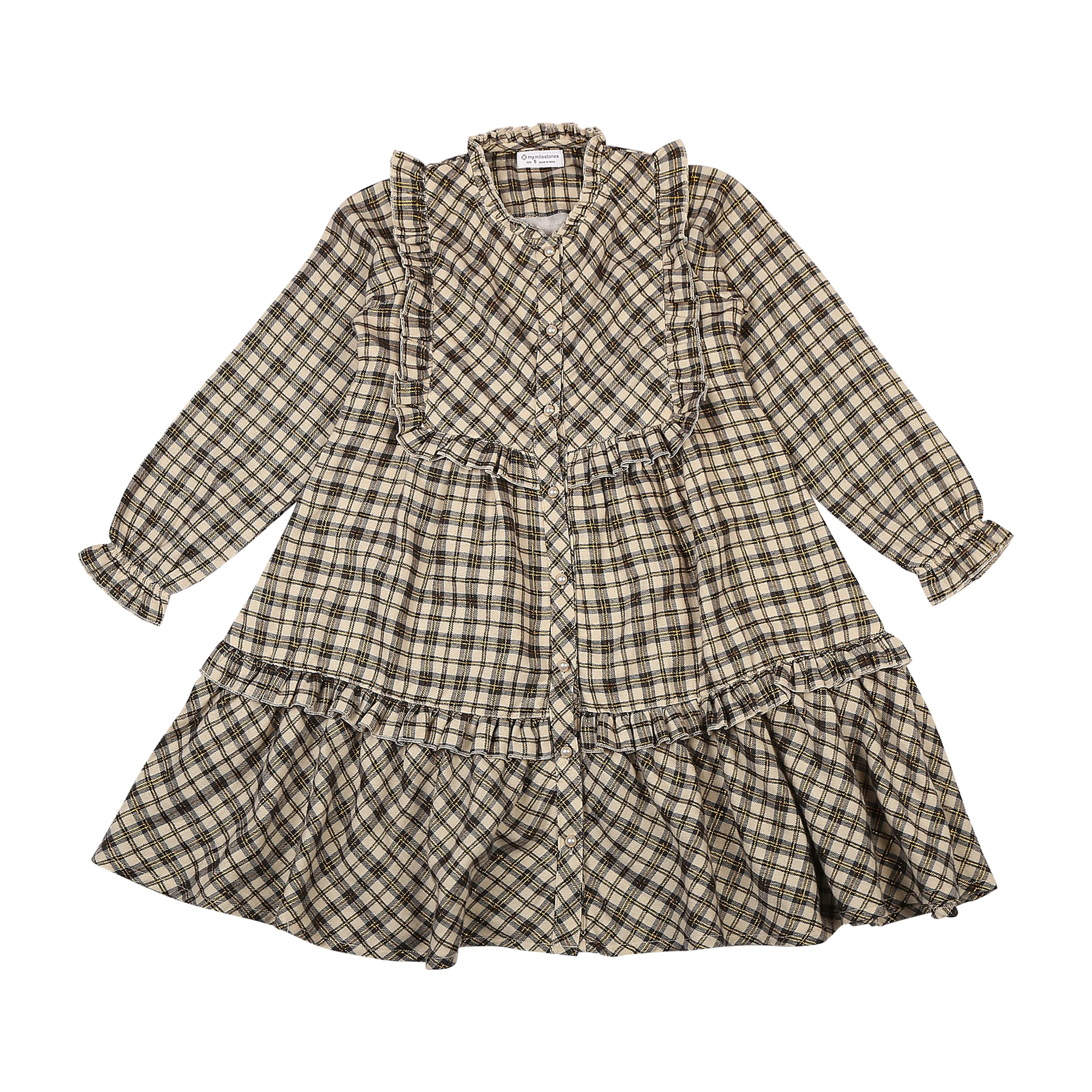 Ruffle Collar Dress With Yoke