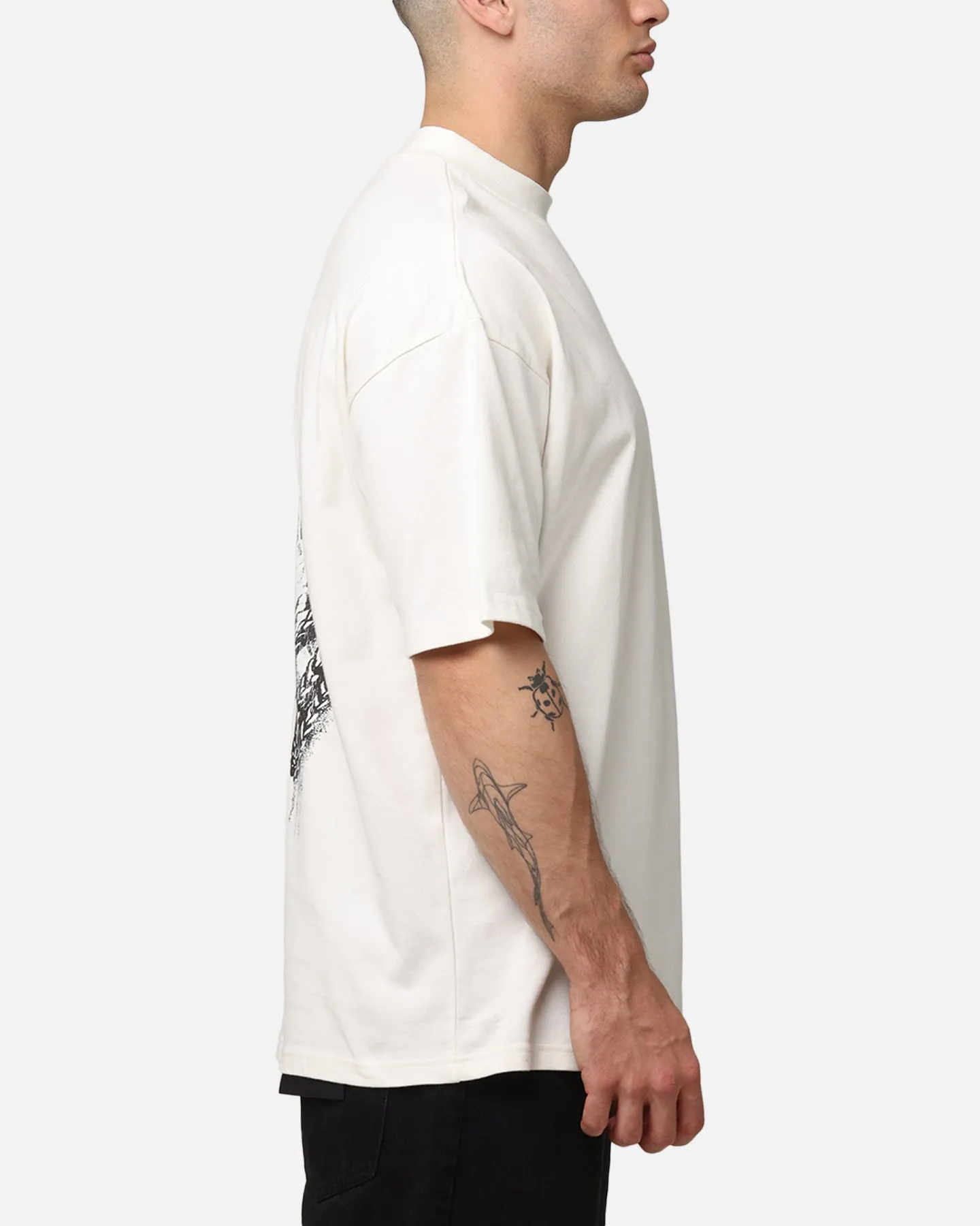 Saint Morta Pray For Me Mock Neck T-Shirt Off White