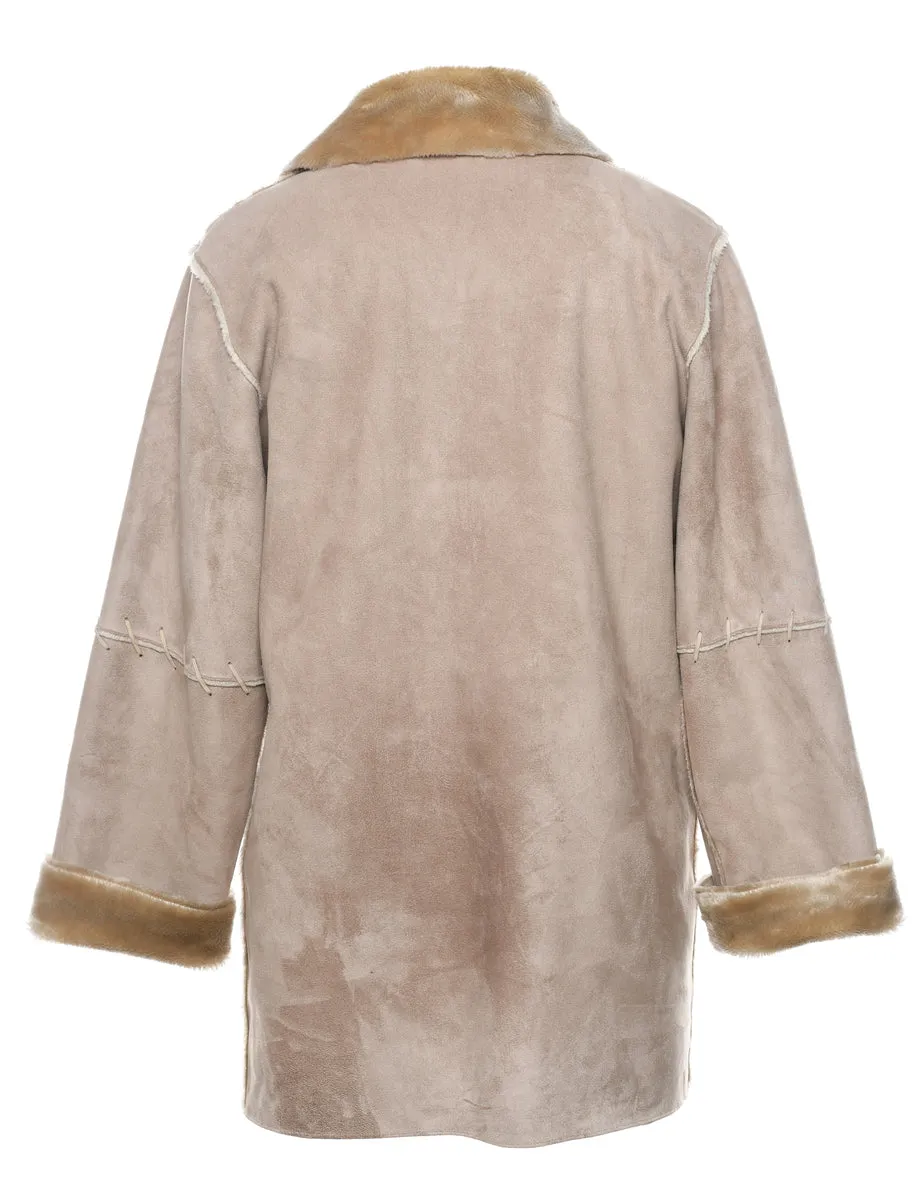 Single Breasted Shearling Lining Coat - M