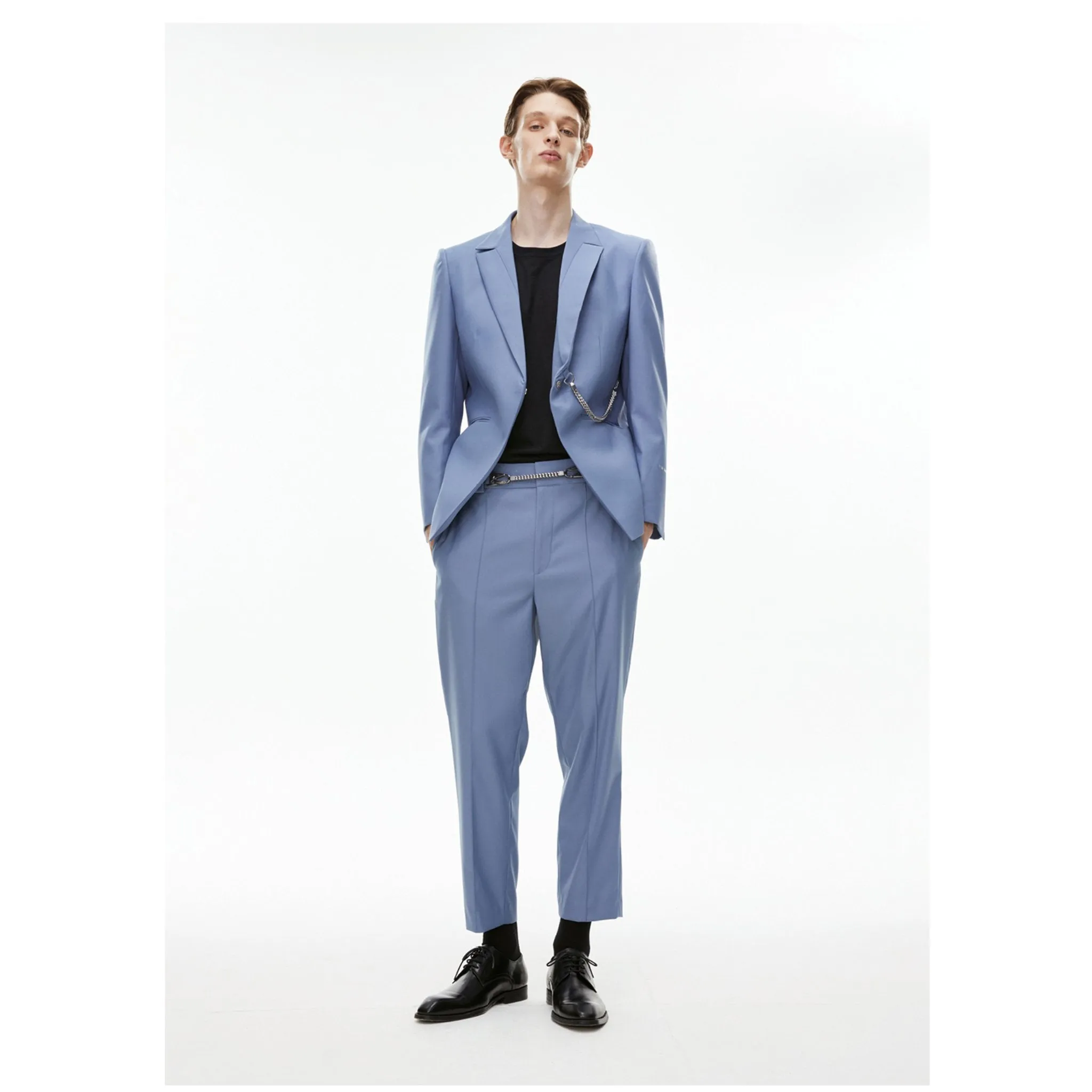 Square Chain Single Breasted Suit Blue
