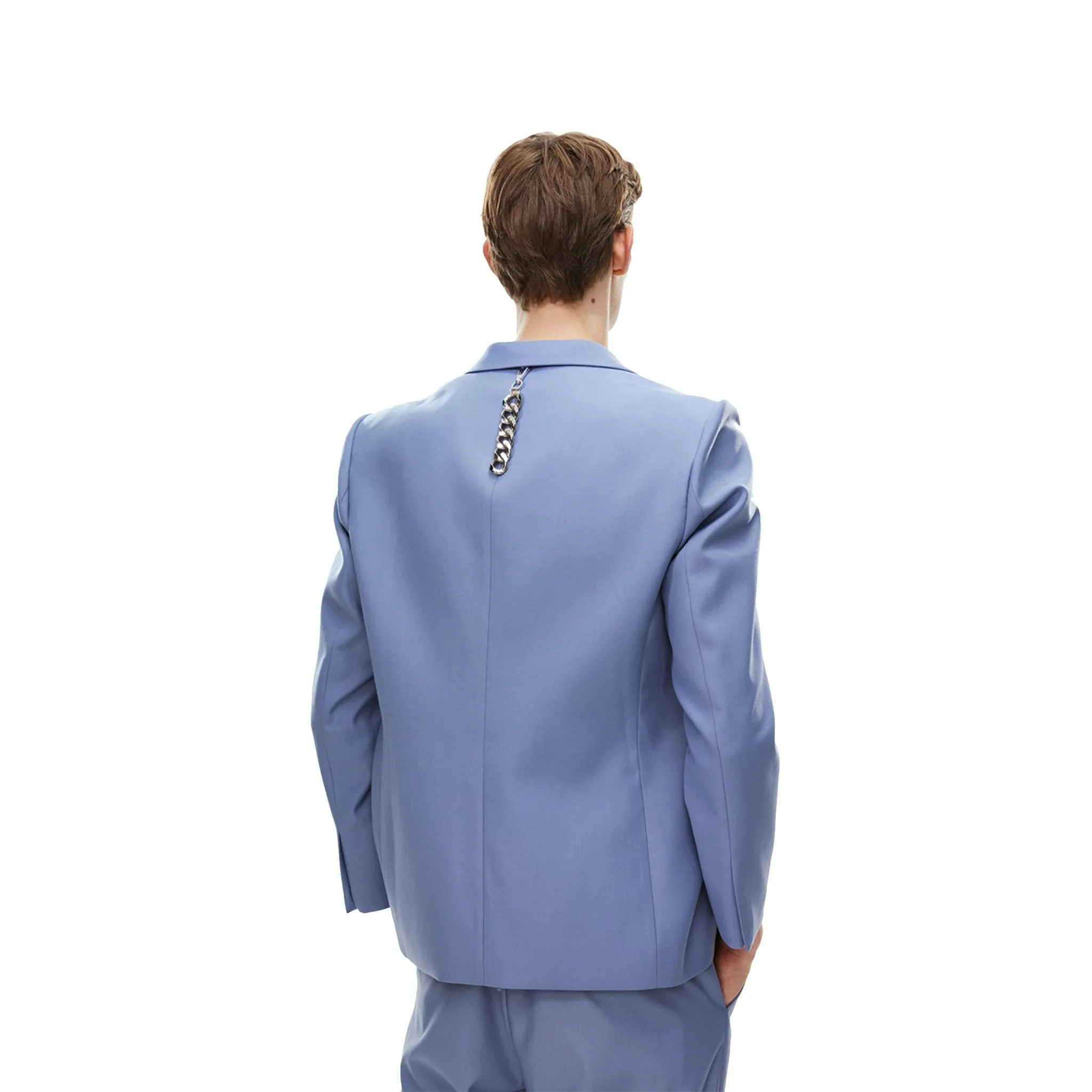 Square Chain Single Breasted Suit Blue