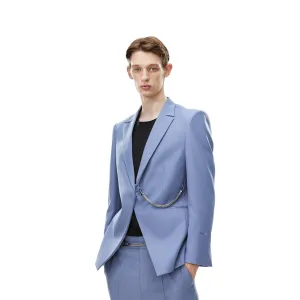 Square Chain Single Breasted Suit Blue