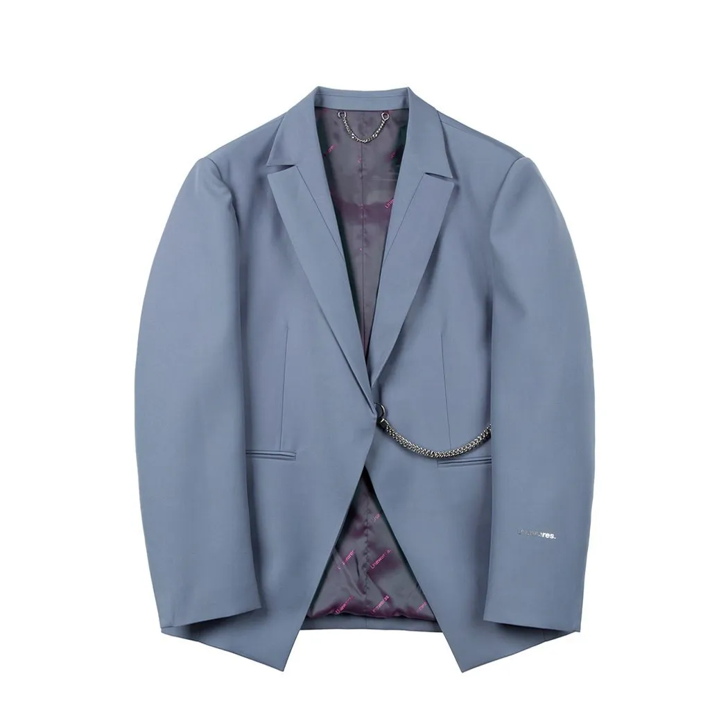 Square Chain Single Breasted Suit Blue