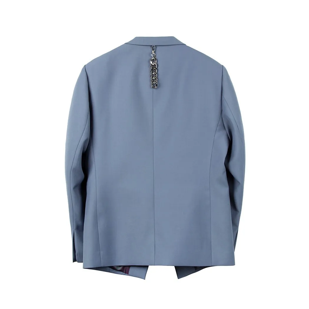 Square Chain Single Breasted Suit Blue