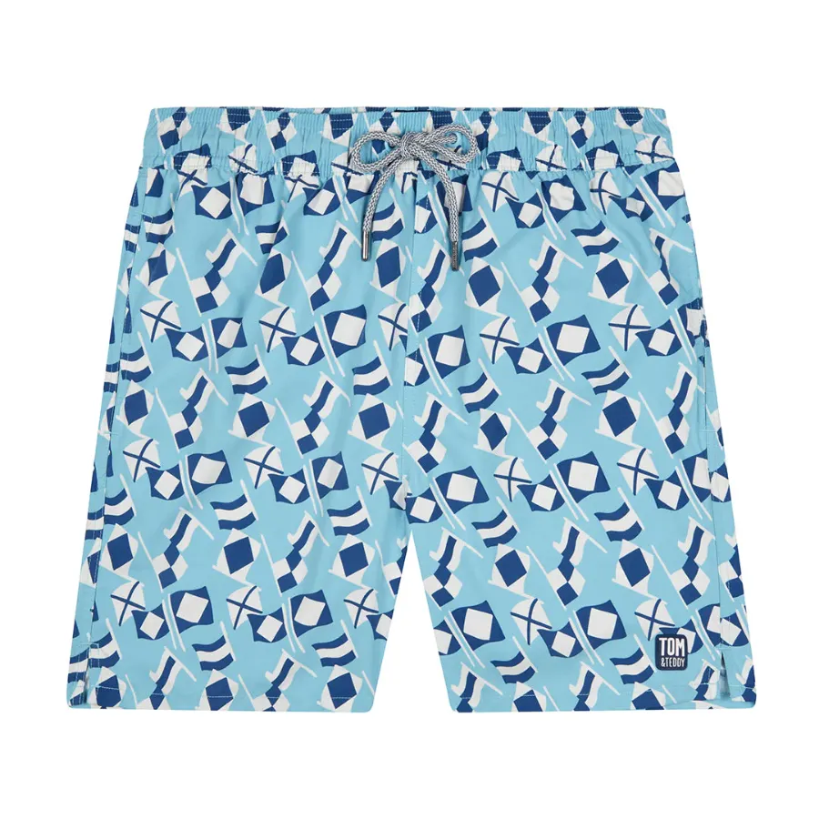 Tom & Teddy Flag Mens Swim Shorts FLABW - Blue/ White