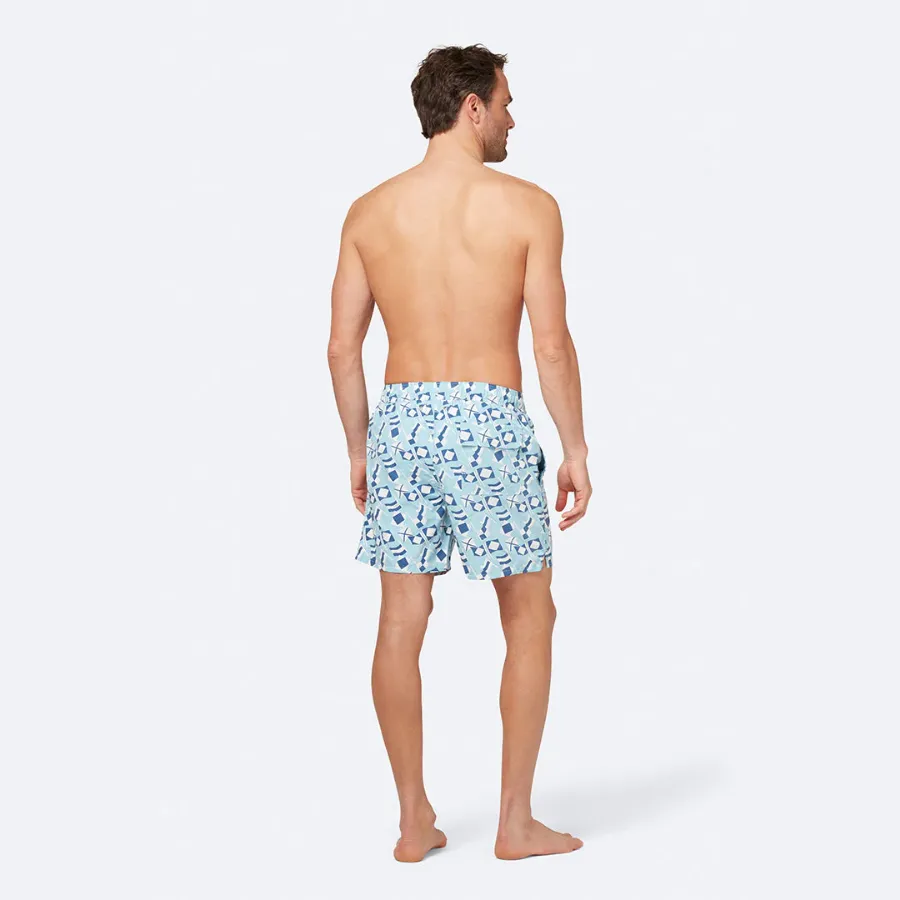 Tom & Teddy Flag Mens Swim Shorts FLABW - Blue/ White