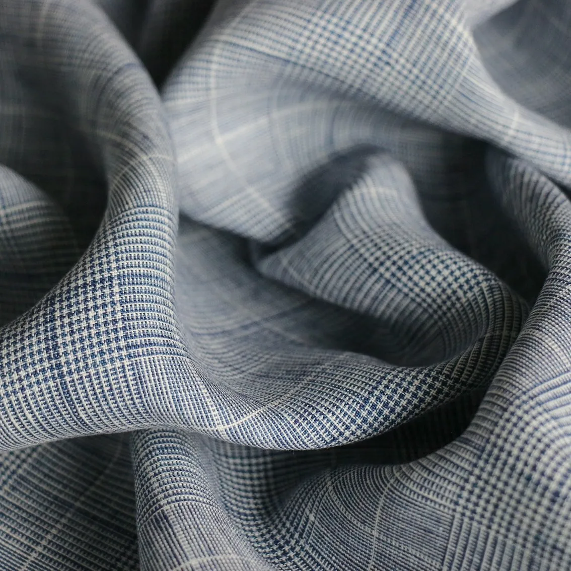 Torino Navy Check Linen