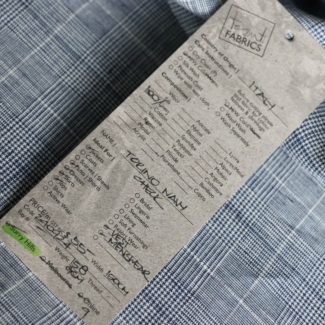 Torino Navy Check Linen