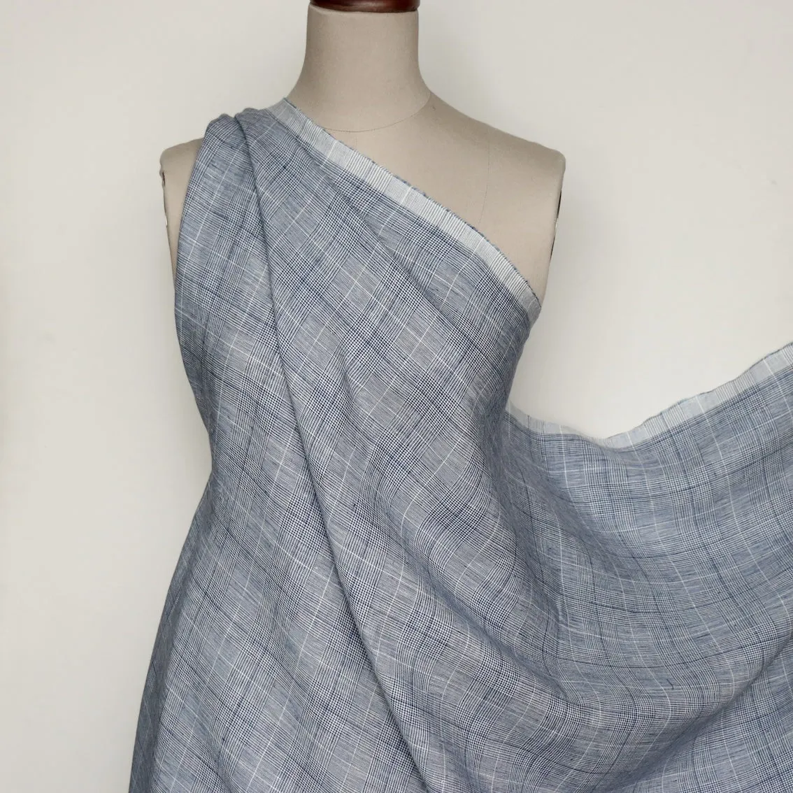 Torino Navy Check Linen