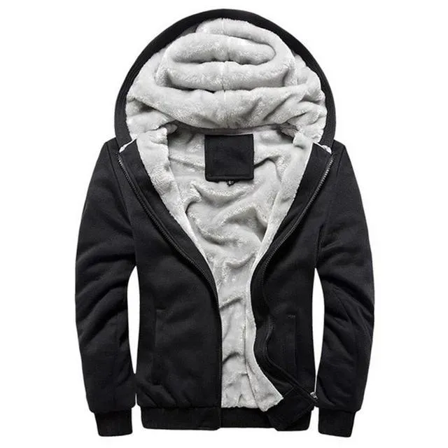 Tracksuit Sporting Fleece Thick Hooded Men Jacket Pant Warm